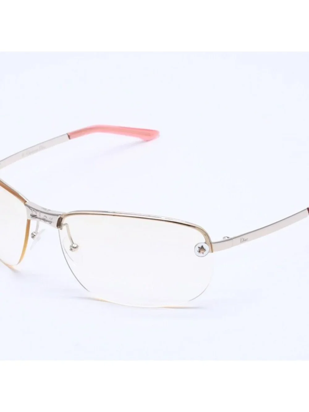 Dior Adiorable 5 Half Rim Sunglasses Silver Yellow Eyewear